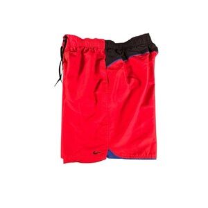 Nike Swim Shorts Men's XL Red Black Blue Lined Drawstring Trunks Quick Dry
